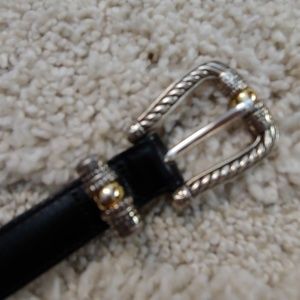 Brighton Black Leather Belt with Gold Silvertones